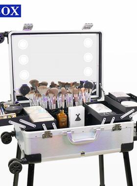 2025新款OBOX化妆箱专业跟妆化妆品收纳化妆师专用箱子带灯拉杆箱