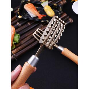 日式黄铜鱼鳞刨木柄手动去鳞刨杀鱼日本韩料理店厨房专用打鳞工具