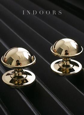 INDOORS纯黄铜法式轻奢半圆柜门把手橱柜衣柜门金色电镀小拉手