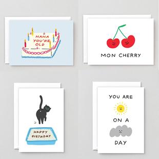 宝宝祝福感谢祝贺 可爱卡通搞怪情侣进口卡片 Wrap 英国生日贺卡