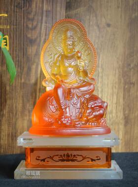 真琉璃骑象普贤菩萨佛像文殊菩萨像金刚底座在家佛堂供奉车载摆件