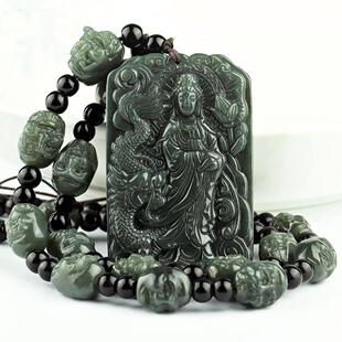 天然和田玉观音十八罗汉挂带玉石观音吊坠男女项炼（附证书）