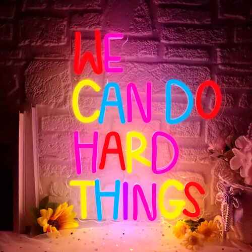 色彩丰富英文字母霓虹灯卧室教室装饰灯牌WE CAN DO HARD THINGS