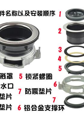 垃圾处碎理器水配槽紧法兰落水口防溅圈锁螺母配件食物垃圾粉R109