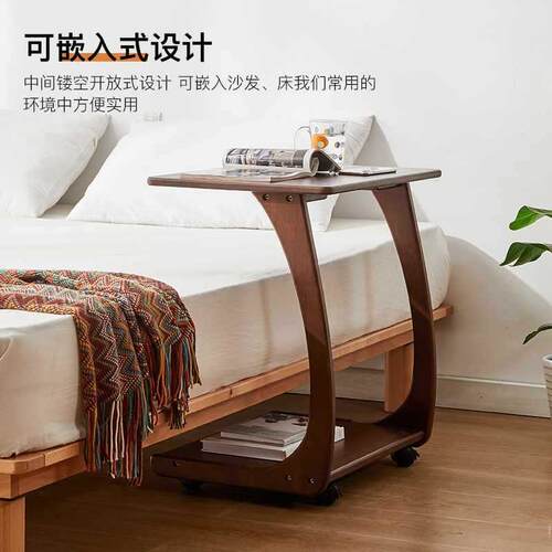 桌子实木小户型可移动方迷你茶几茶台客厅带轮家用沙发边几柜角几