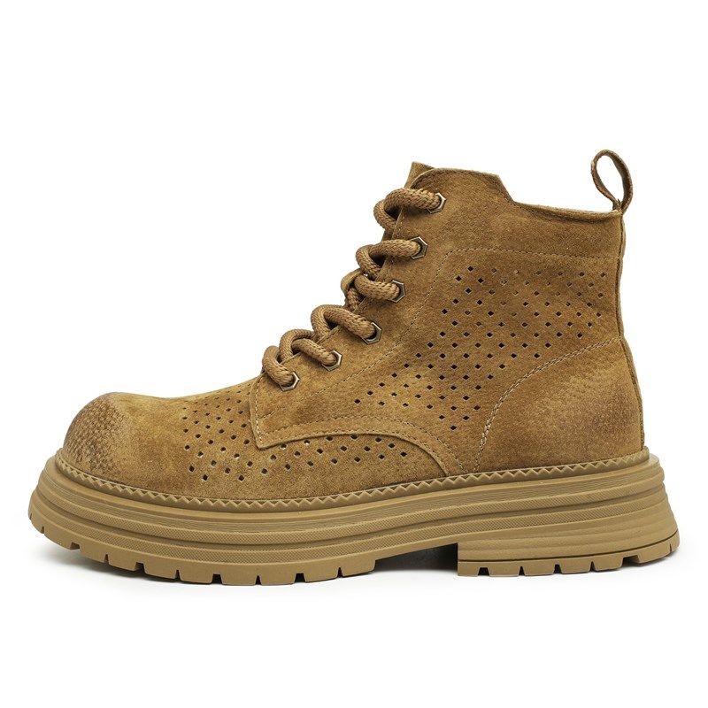 马丁靴男款2025新款夏季镂空透气情侣高帮鞋中帮厚底工装靴子