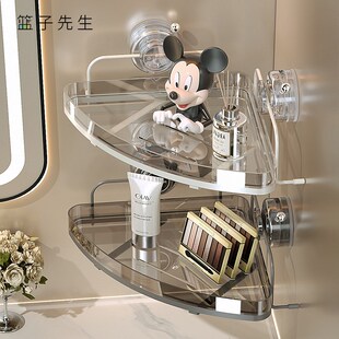 吸盘浴室三角置物架厕所免打孔洗漱用品储物架子卫生间转角收纳架