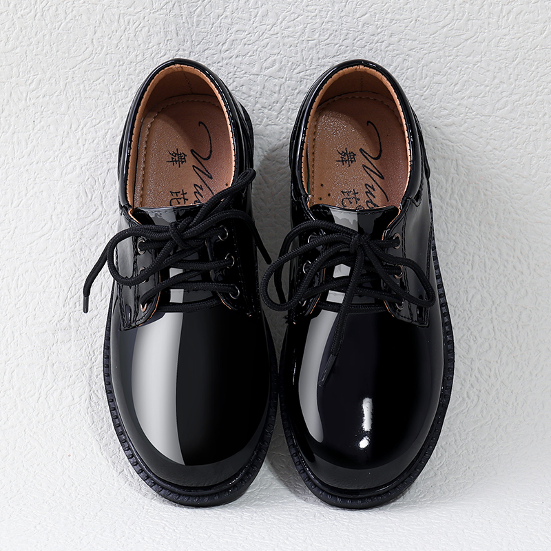 儿童皮鞋白色亮面男童青少年学生校园表演鞋大童软底正装礼仪单鞋