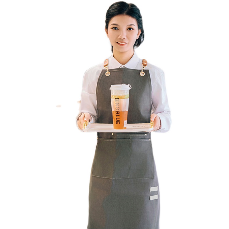 咖啡围裙防水餐饮专用奶茶店花艺工作服女牛仔围裙定制男日系高级