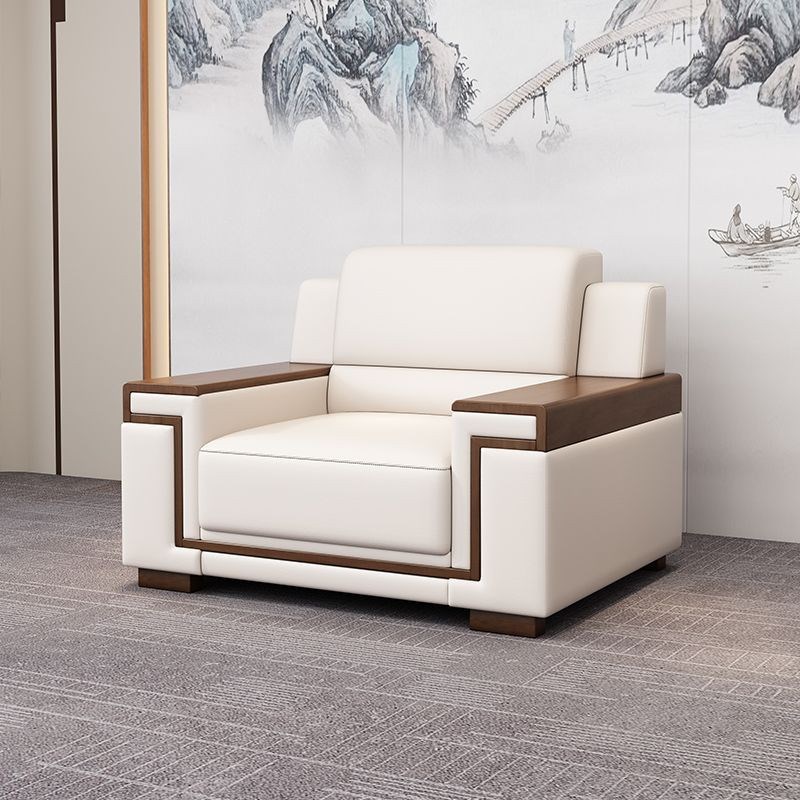 新中式会议室沙发接待室商务会客单人位办公皮艺茶几贵