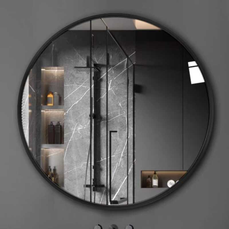 304不锈钢浴室镜子卫生间圆镜壁挂洗手台化妆镜挂墙式厕所洗漱镜