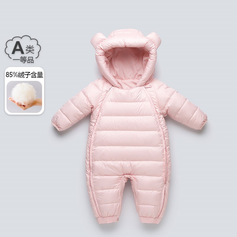 婴儿轻薄羽绒服冬季连体衣男女宝宝外出服哈衣新生幼儿冬装爬爬服