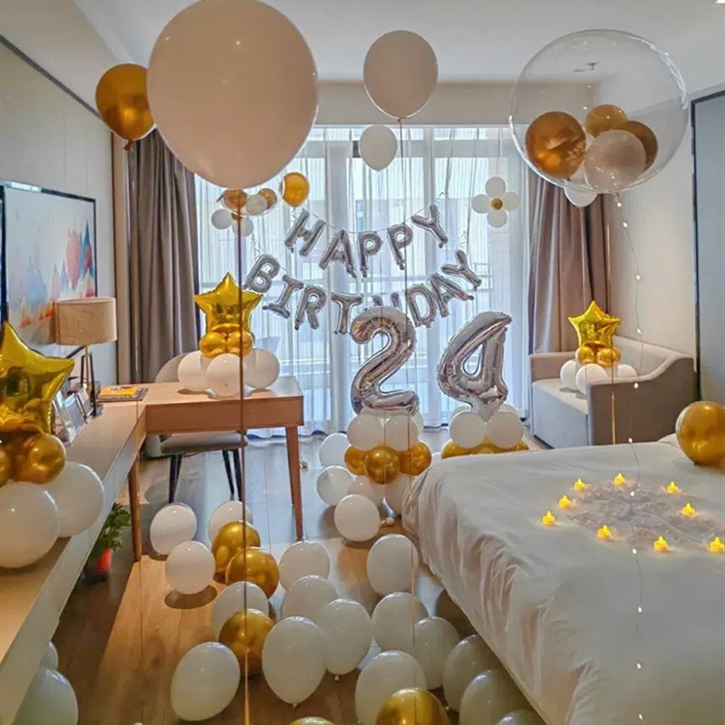 18岁成人礼男女酒店饭厅包间宝宝周岁生日气球装饰场景布置背景墙