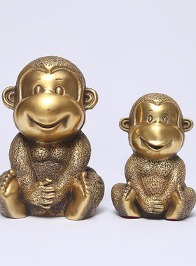 纯铜猴摆件四不萌猴家居客厅办公室装饰品猴生肖猴子乔迁生日礼品
