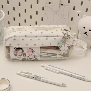 ins原创韩系星星可视窗手提笔袋可爱高颜值少女心痛包文具收纳袋