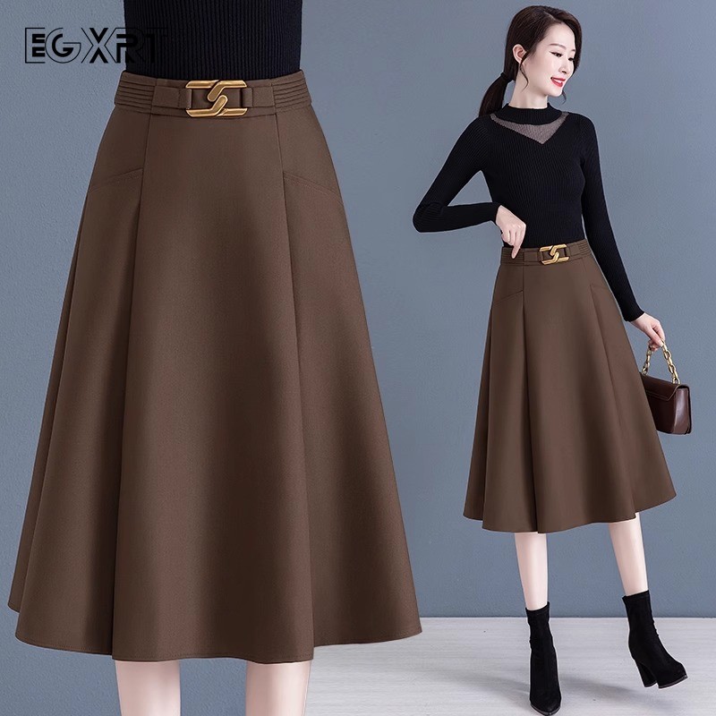 西装百褶裙女2025年春秋季半身裙子中长款高腰垂感休闲大摆伞裙子