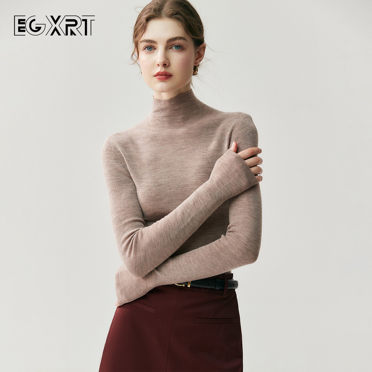 鄂尔多斯市产纯羊毛衫女秋冬季新款小个子百搭针织半高领内搭毛衣