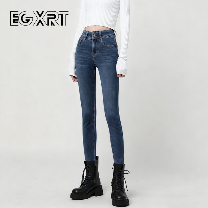 高腰紧身牛仔裤女春秋季新款休闲弹力时尚修身显瘦小脚九分铅笔裤