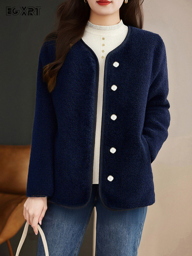 休闲外套女秋冬季2025新款保暖摇粒绒加绒加厚大码开衫上衣外套