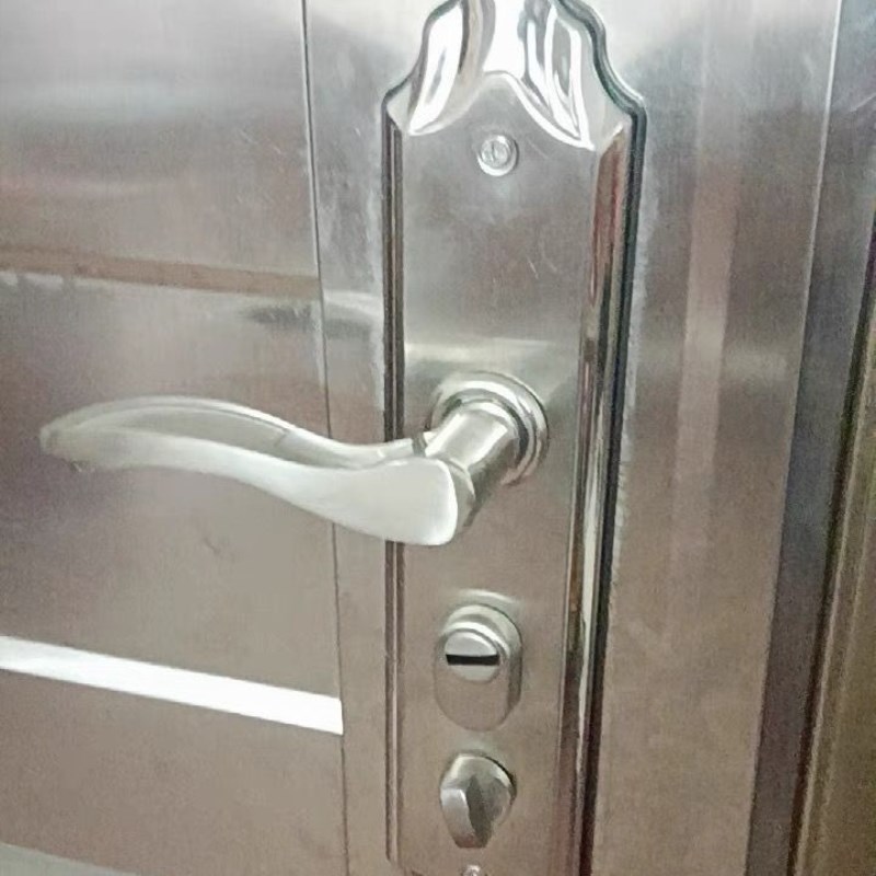 老式门锁手柄配件拉手防盗门大门锁面板不锈钢把手加厚通用型