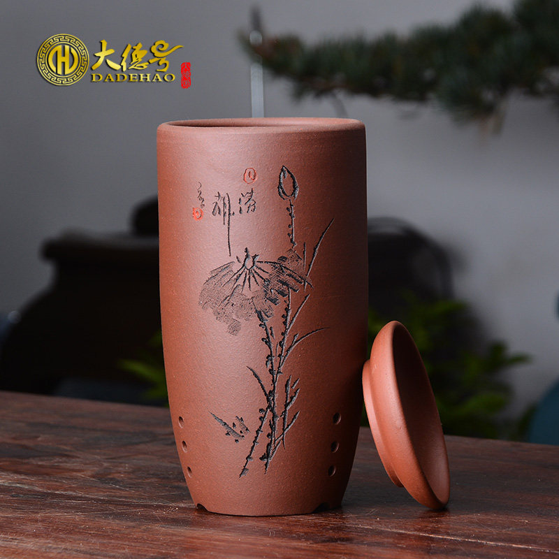 紫砂兰花盆精品盆栽绿植文竹花盆梅兰竹菊创意简约古典签筒花盆