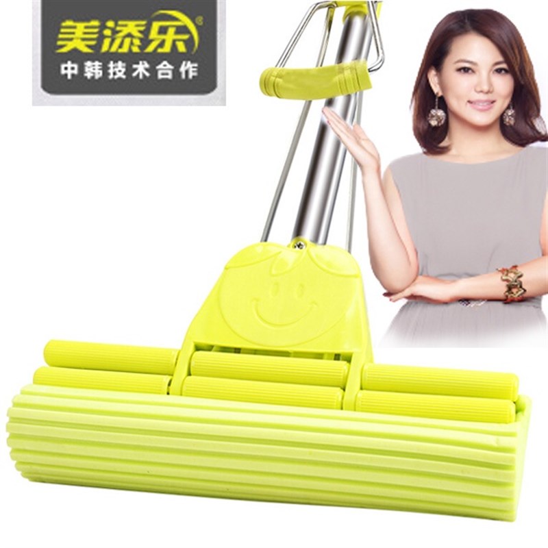美添乐胶棉拖把替换头滚轮挤水海绵头28/33/38cm吸水拖头配件包邮