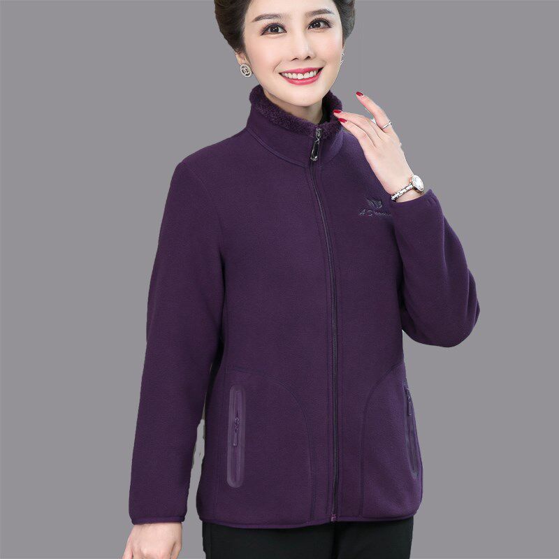 60多岁妈妈秋装中老年摇粒绒外套女款新款秋装冬装女装上衣老奶奶