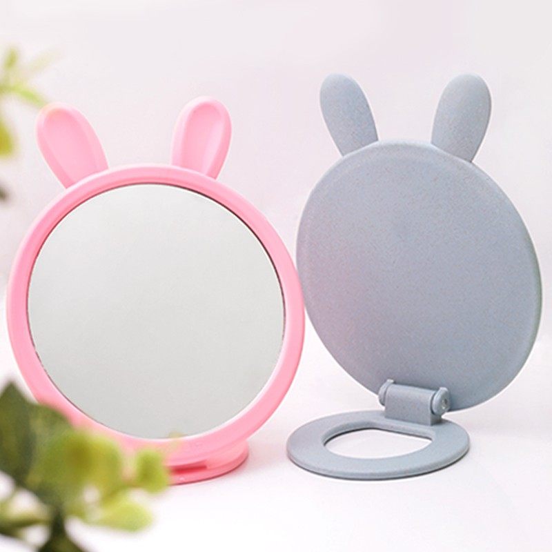 浴室塑料化妆镜台式单面可挂便携梳妆镜可爱寝室宿舍梳头镜子贴墙