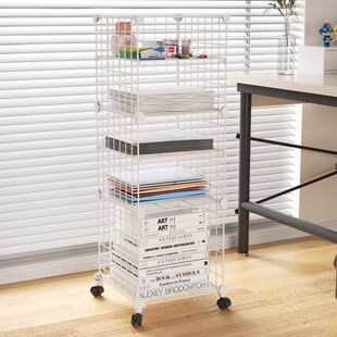 文件架子桌下书架落地式带万向滑轮可移动置物架办公室资料收纳架