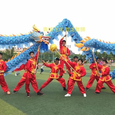 舞龙道具舞龙国标龙优质密度绸布龙钢丝龙龙眼带灯国标三号龙