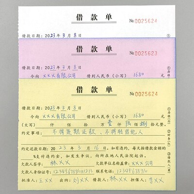 借款单三联借支单借据凭证欠条本欠款单财务会计报销单收据可定做
