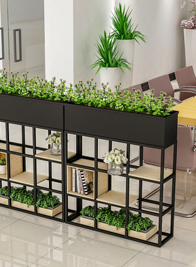 北欧铁艺置物架餐厅咖啡厅装饰围墙实木隔板办公室矮屏风隔断花架