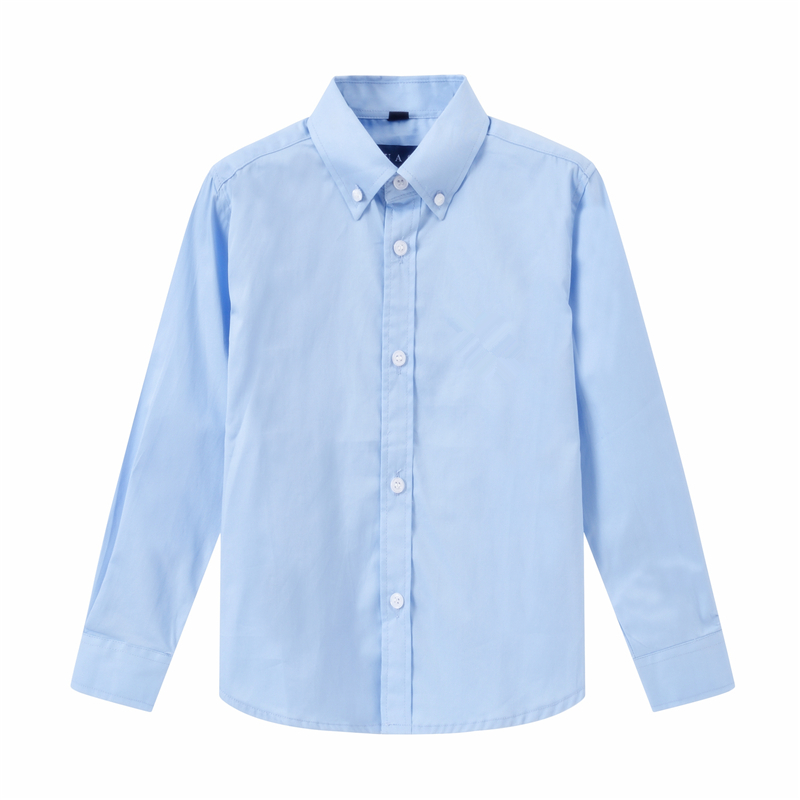 儿童白衬衫男童女童男孩长袖衬衣粉色蓝小学生表演出校服纯棉春秋