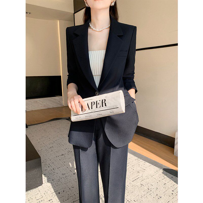 阔腿裤西装套装女2025春秋新款小个子高级感职业正装休闲西服外套