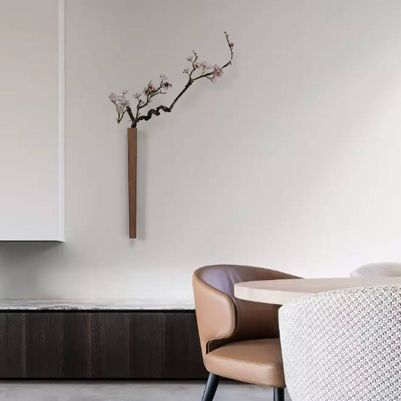 客厅墙面壁饰挂墙饰品客厅墙上植物日式木质花插装饰挂件创意花瓶