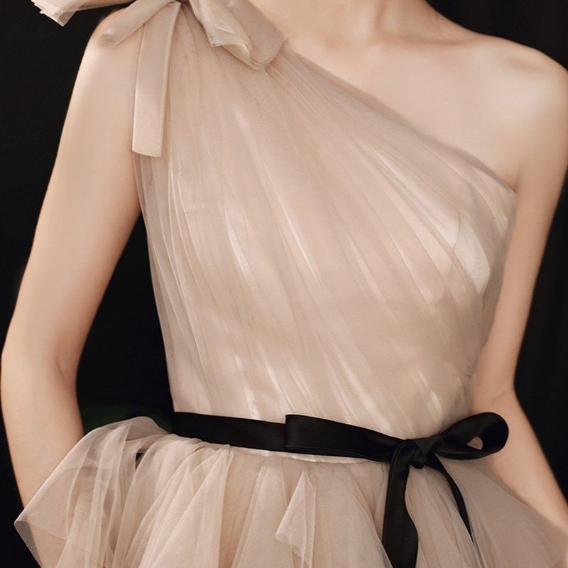 伴娘服短款小个子晚礼服裙女气质宴会主持人名媛生日平时可穿显瘦