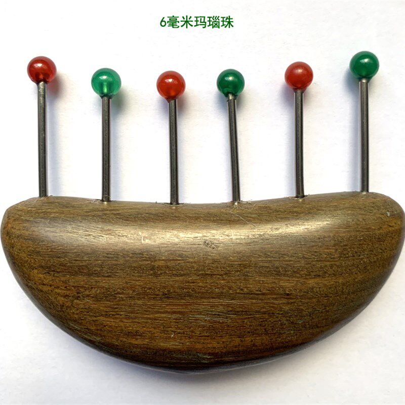 6齿绿檀宝石玛瑙珠经络按摩梳无痕刮痧梳脸部按摩美体健身按摩器