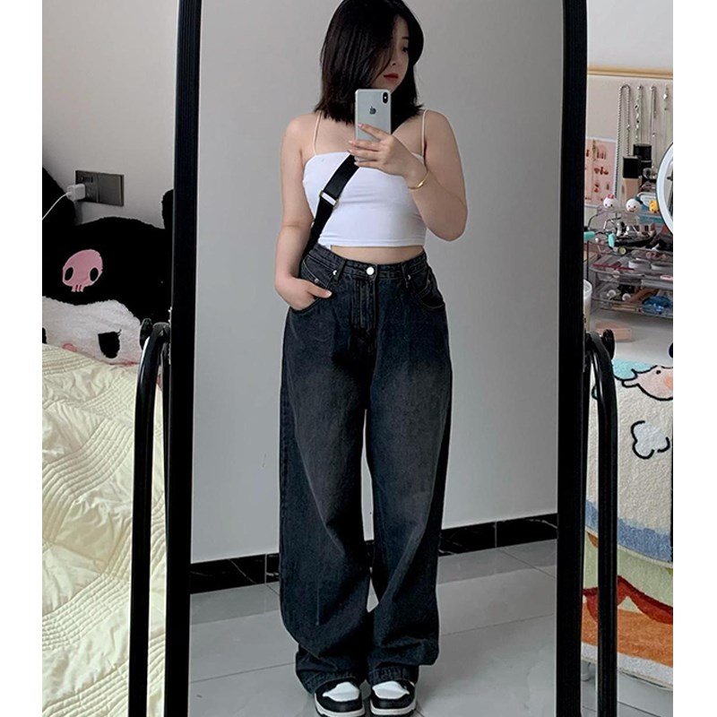 300斤大码女装夏高腰宽松牛仔裤大码女胖mm加大加肥显瘦直筒裤子