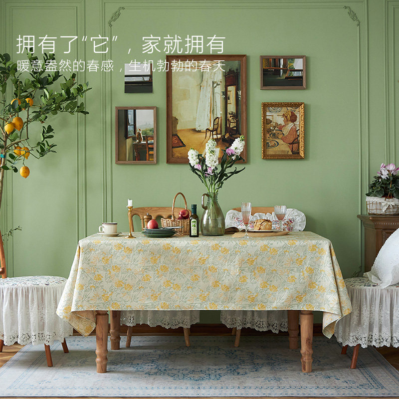 美式桌布轻奢高级感田园茶几布定制餐布圆桌餐桌台布盖布长方形布