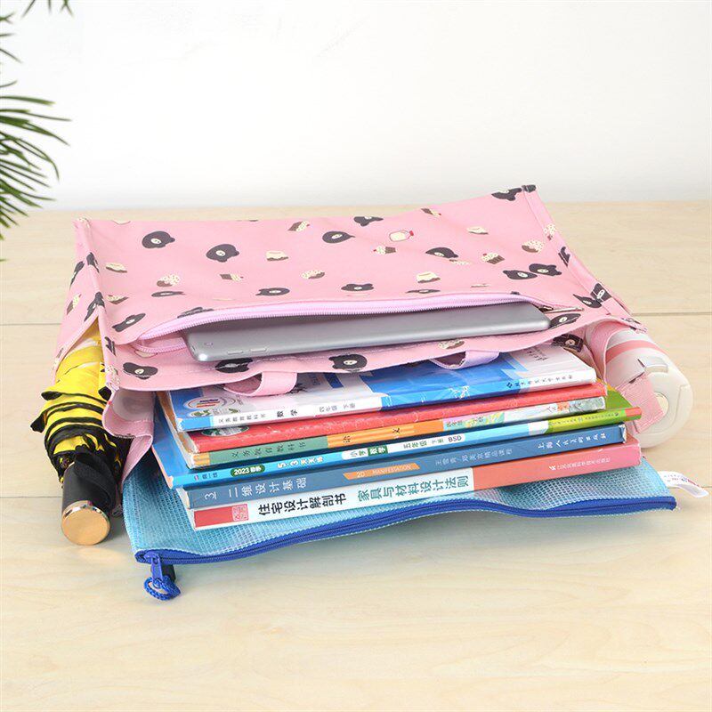厚实卡通帆布袋防水补习袋学生装书袋试卷文件收纳袋大容量A4拉链