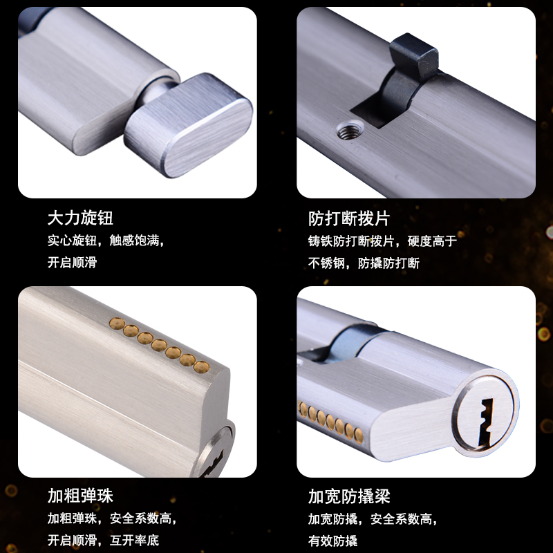 大葫芦单开防盗门锁芯 65/70/75/80/85/90中心偏心通用型纯铜锁芯