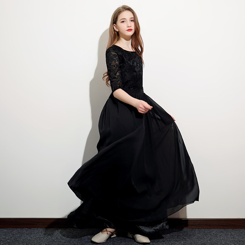 女大童小提琴演奏钢琴演出晚礼服高端儿童气质主持人生日宴会长裙