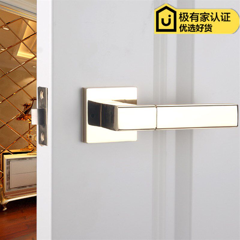 美式简约室内黑色门锁方形木门把手锁具浴室锁单舌卫生间静音门锁