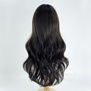 中分假发全头套女大波浪黑色长卷发lolita八字刘海cos万用自然韩