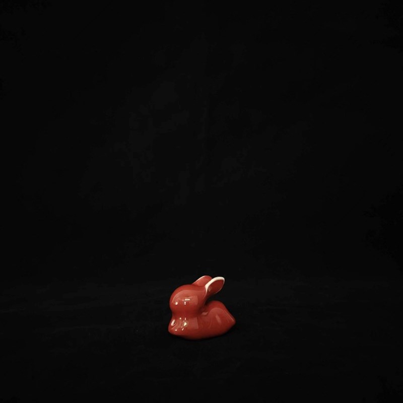 耕道堂霁红玉兔景德镇陶瓷茶宠香道摆件香托座香盘檀香插