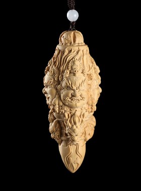 天然黄杨木实木雕刻金刚杵金刚镢摆件文玩手把创意装饰挂件钥匙扣