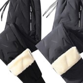 子男士 羽绒裤 秋冬加厚外穿直筒防风棉裤 加绒雪地裤 休闲羊羔绒长裤