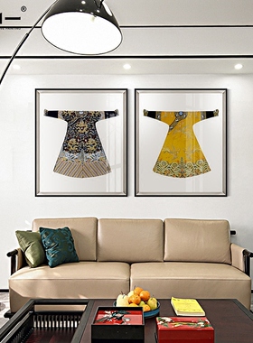 新中式壁画禅意服装装饰画艺术玄关客厅龙袍样板房墙画挂画古定做