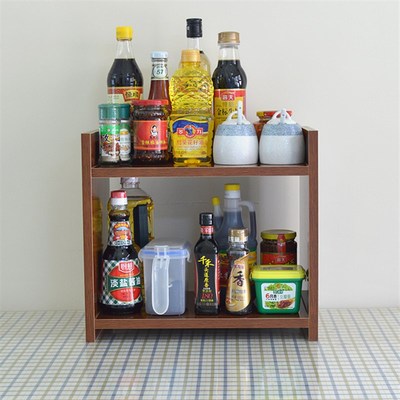 二层置物架厨房台面调料架拐角架木质多层收纳储物多层桌面多功能