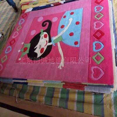 粉色花仙子小公主女孩房地毯手工晴纶环保儿童地垫定制学校幼儿园